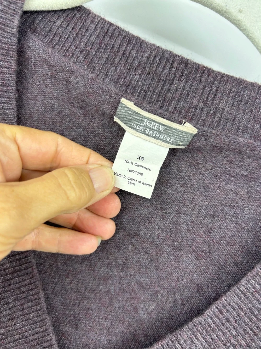 J Crew V Neck Cashmere Dark Plum Sweater Size XS